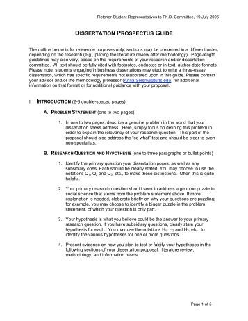 Prospectus phd dissertation