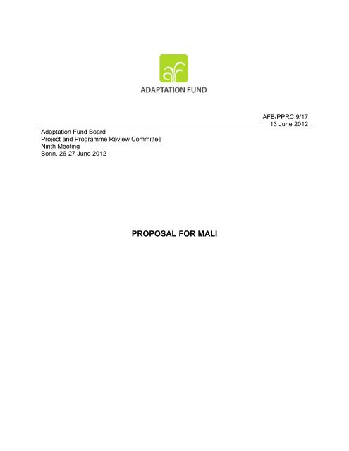 PROPOSAL FOR MALI - Adaptation Fund