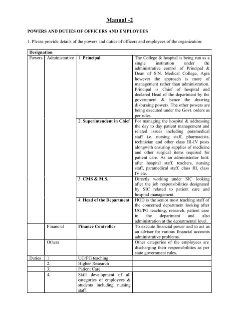 Right to information manual 2011 - SN Medical College, Agra