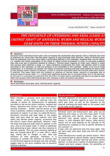 the influence of overhung and axial loads at output shaft of universal ...