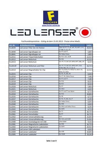 Fachhandelspreisliste - Fischer Art of Light and Sound GmbH