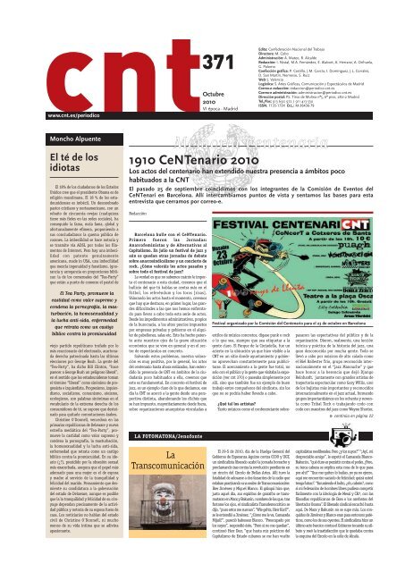 PeriÃ³dico "cnt" - 371 Octubre 2010