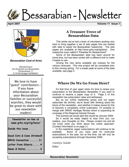 Volume 11 Issue 1 - GRHS Home Page