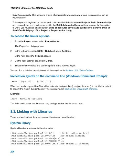 TASKING VX-toolset for ARM User Guide