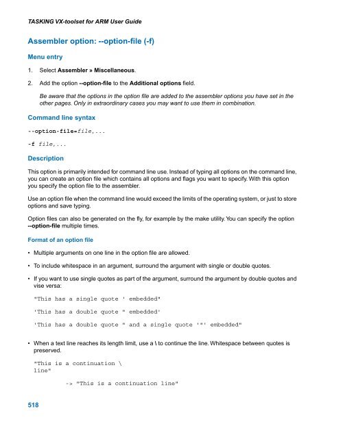 TASKING VX-toolset for ARM User Guide