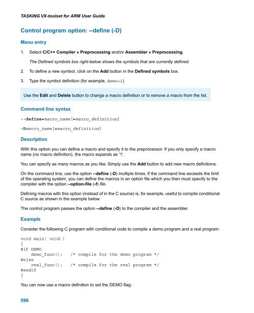 TASKING VX-toolset for ARM User Guide