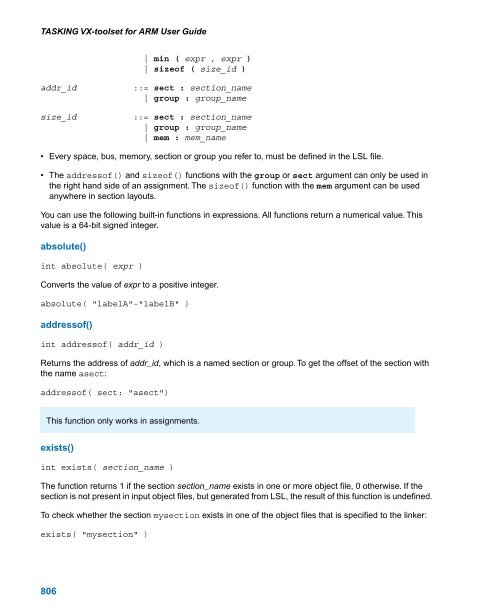 TASKING VX-toolset for ARM User Guide