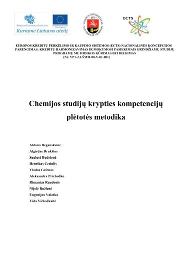 Chemijos studijų krypties kompetencijų plėtotės metodika - ECTS