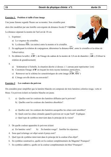 1S Devoir de physique chimie nÂ°1 durÃ©e 1h - Webnode