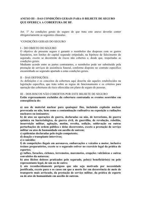 CIRCULAR SUSEP NÂ° , de de de 2010.