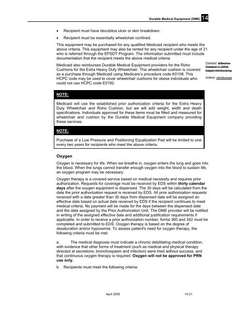 Chapter 14 Durable Medical Equipment (DME)