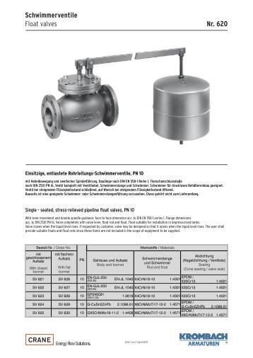 Schwimmerventile Typ 620 - Krombach