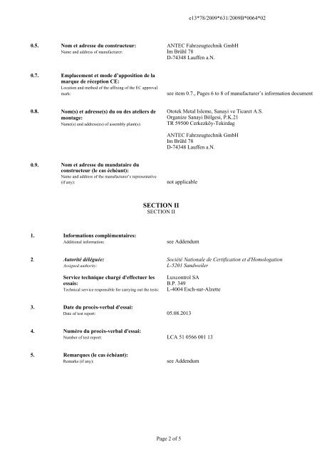 TÃV-Gutachten (0.8 MB) - Antec Fahrzeugtechnik GmbH
