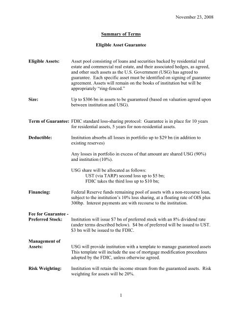 Citigroup Term Sheet