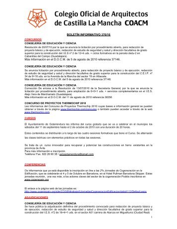 BoletÃ­n Informativo 370 - Colegio Oficial de Arquitectos de Castilla ...