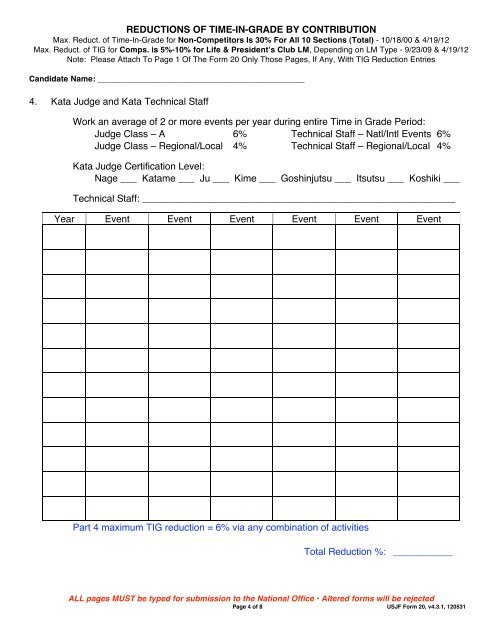 Promotional Forms - USJF Form 20 - United States Judo Federation