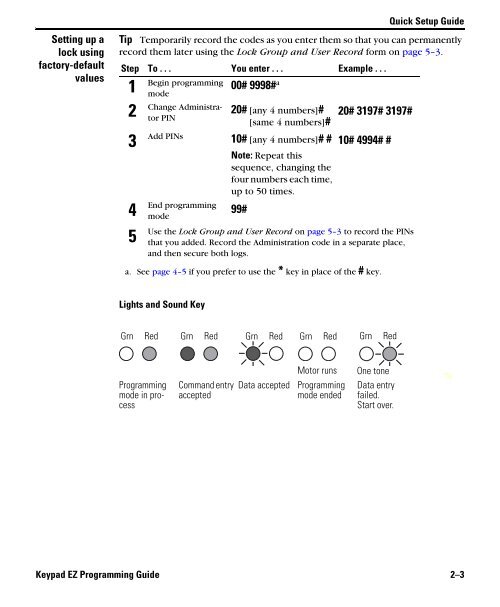 Keypad EZ Lock Programming Guide - Best Access Systems