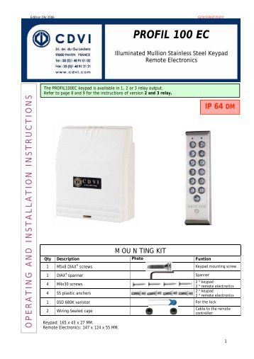CDVi Profil 100 EC instructions.pdf - Intercoms R Us