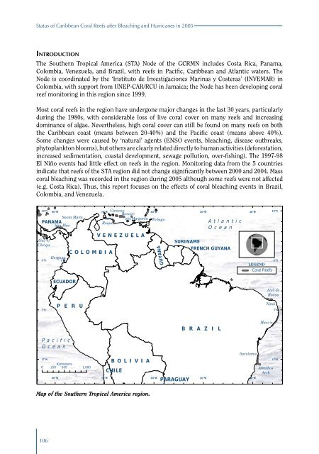 Status of Caribbean coral reefs after bleaching and hurricanes in 2005