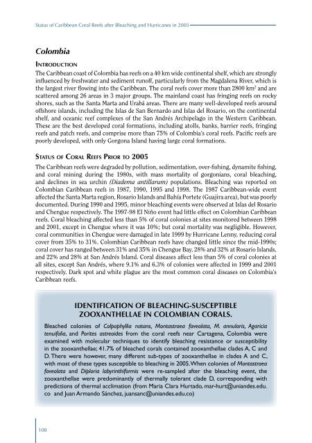 Status of Caribbean coral reefs after bleaching and hurricanes in 2005