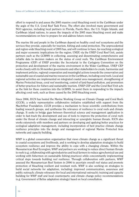 Status of Caribbean coral reefs after bleaching and hurricanes in 2005