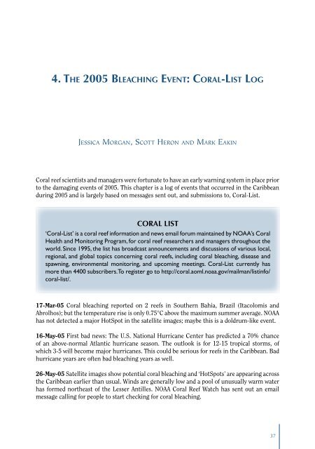 Status of Caribbean coral reefs after bleaching and hurricanes in 2005