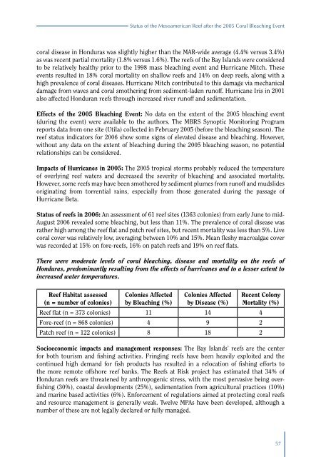 Status of Caribbean coral reefs after bleaching and hurricanes in 2005