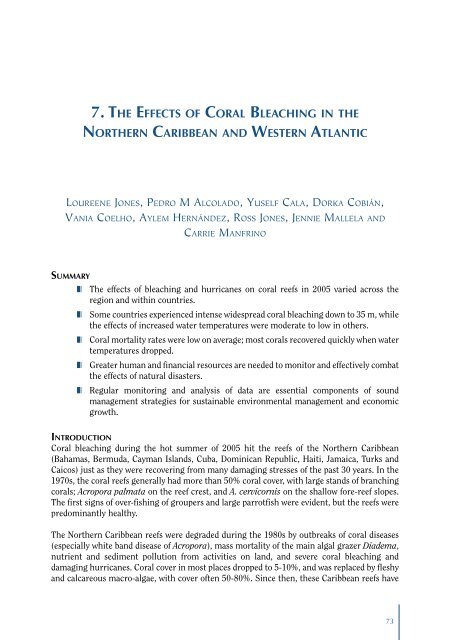 Status of Caribbean coral reefs after bleaching and hurricanes in 2005