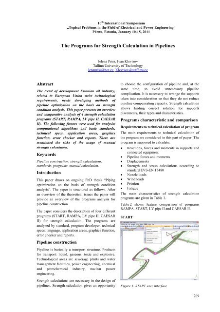 The Programs for Strength Calculation in Pipelines