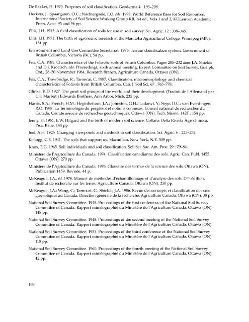 Le système Canadien de classification des Sols, 3ième éditions. 1998