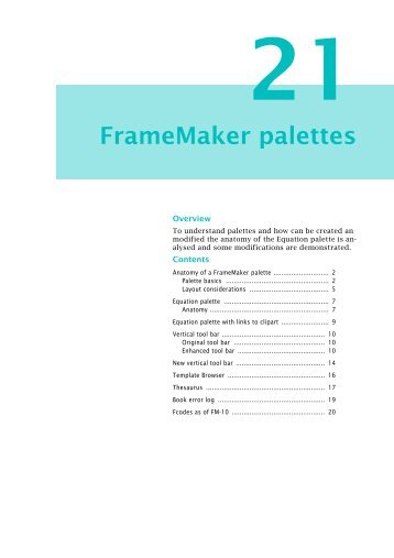 Anatomy of FrameMaker palettes - Docu + Design Daube