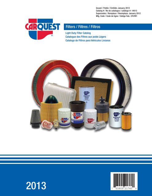 Cfi Rfi Carquest Light Duty Filter Catalog