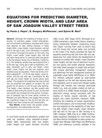 equations for predicting diameter, height, crown width ... - TreeLink