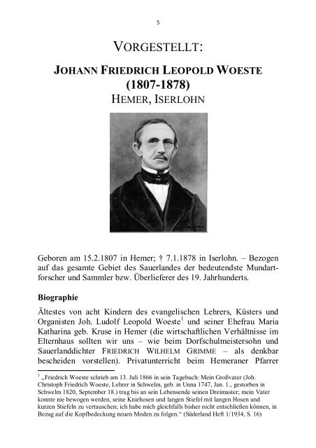 Johann Friedrich Leopold Woeste - Christine Koch Mundartarchiv