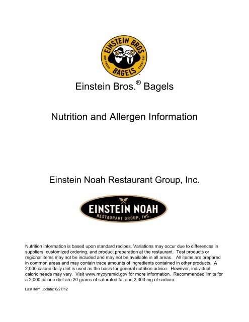 Einstein Bros Bagels Nutrition And