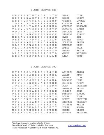 1 John Bible Word Search Puzzles - Woodbine Church of Christ