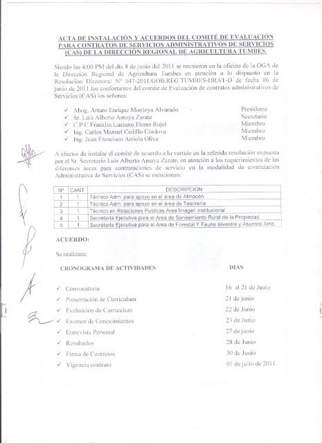 acta de instalación y acuerdos del comité de evaluación para ...