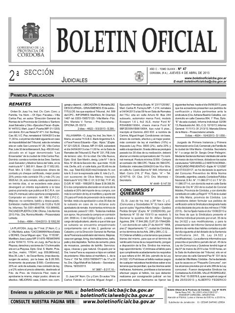 boletin oficial nÂº 47 - 2Âº seccion - BoletÃ­n Oficial de la Provincia de ...