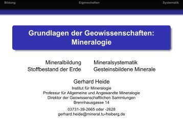 Grundlagen der Geowissenschaften: Mineralogie - Institut für ...