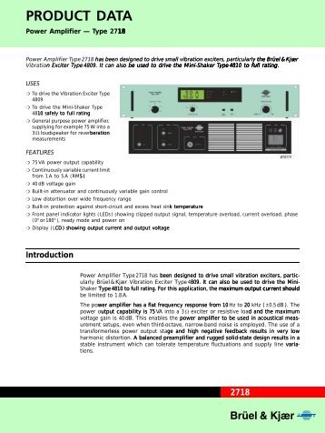 Product Data Sheet: Power Amplifier Type 2718 ... - BrÃ¼el & KjÃ¦r