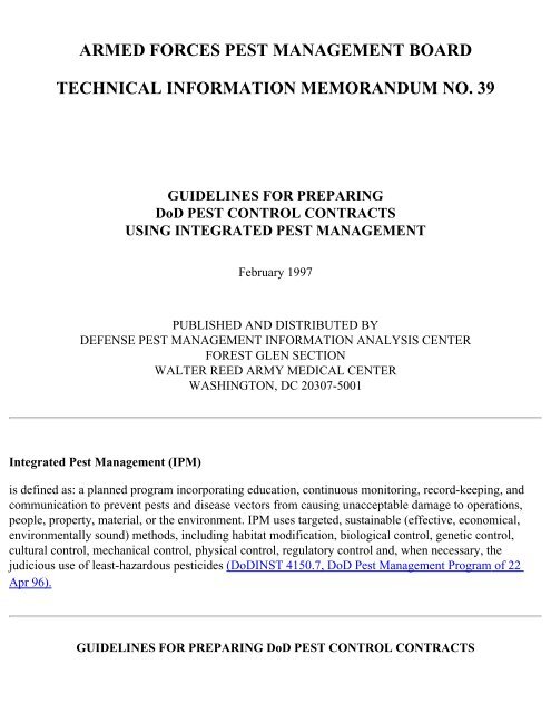 Guidelines for Preparing DoD Pest Control Contracts Using ...