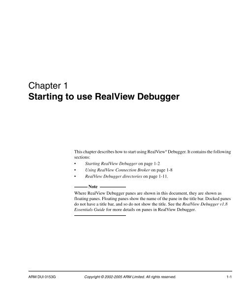 RealView Debugger User Guide - ARM Information Center