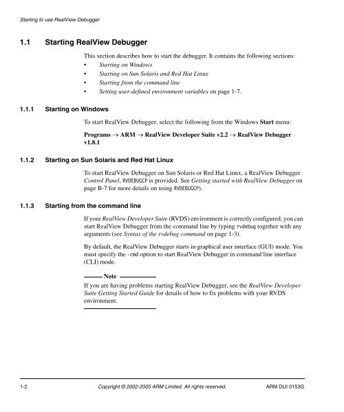 RealView Debugger User Guide - ARM Information Center