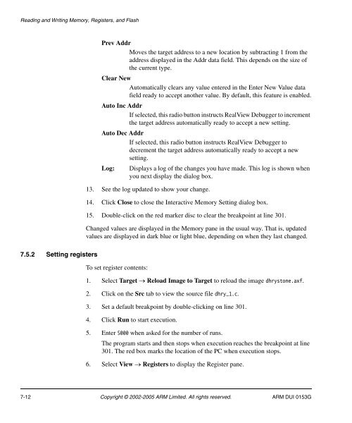 RealView Debugger User Guide - ARM Information Center