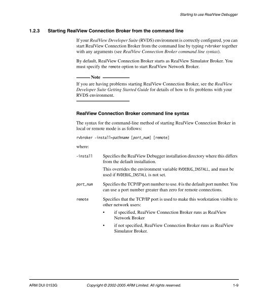RealView Debugger User Guide - ARM Information Center