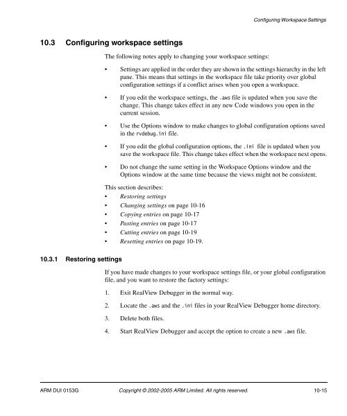 RealView Debugger User Guide - ARM Information Center