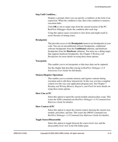 RealView Debugger User Guide - ARM Information Center