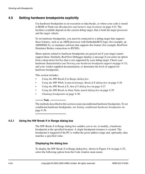 RealView Debugger User Guide - ARM Information Center