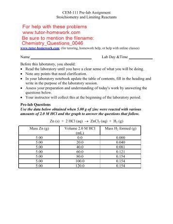 Limiting reactant chemistry lab report