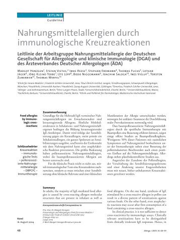 Nahrungsmittelallergien durch immunologische Kreuzreaktionen